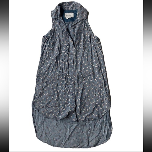 BCBGeneration Women's Collared Button Front Shirt Dress S Shark High Low Summer - Picture 1 of 8